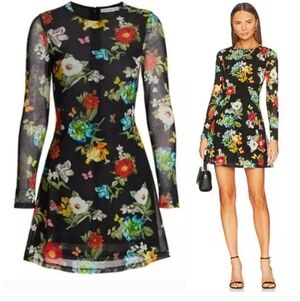 Alice + olivia Delora Long Sleeve Flare Mini Dress Size 2